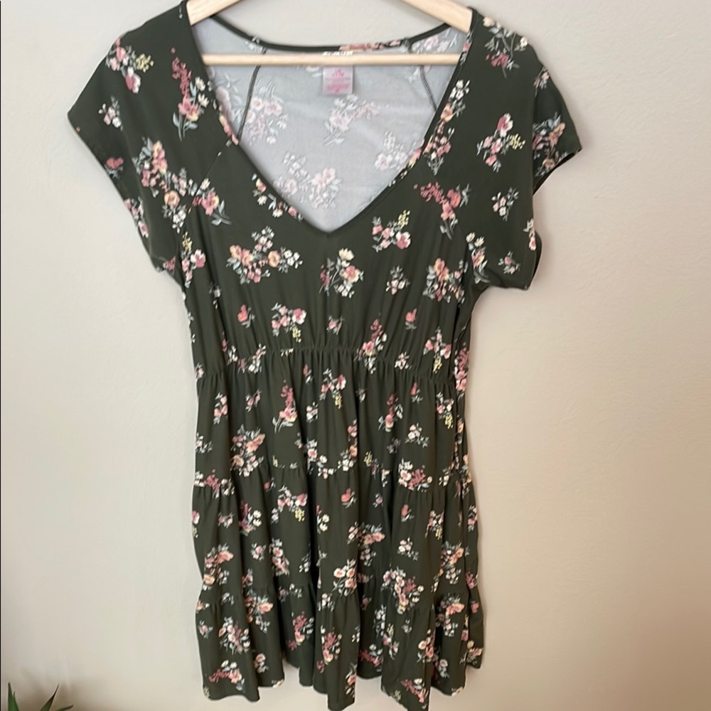 No Boundaries Floral Green Dress